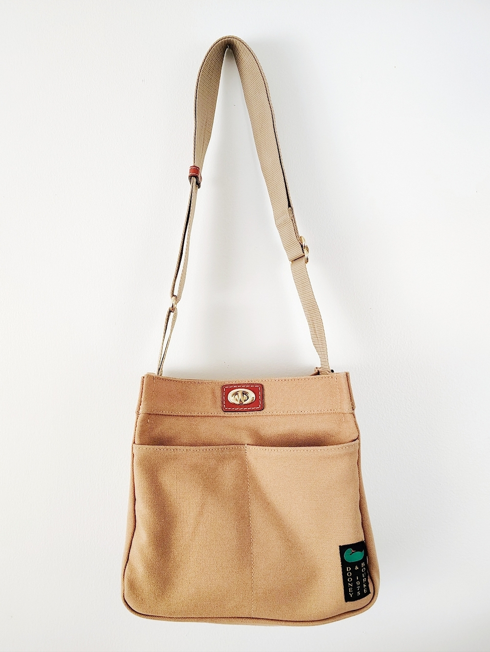 Dooney & Bourke Canvas Crossbody Tan Purse with Adjustable Strap